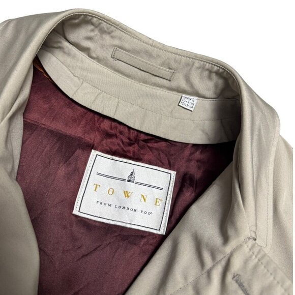 LONDON FOG TOWNE Vintage Designer Business Casual Long Trench Coat Mens 38 - Picture 3 of 9